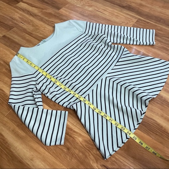 Talbots Striped 3/4 Sleeve Peplum Top Black/Blue M - Picture 9 of 13